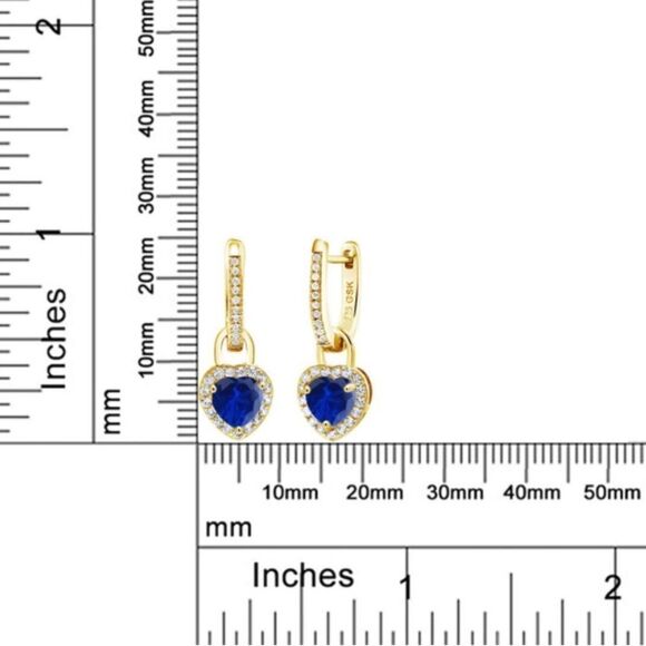 Sapphire and Diamond Heart Stud Earrings – Nicole Rose Fine  18K Yellow Gold 925 2.10 Cttw Blue Sapphire and White Sapphire Heart Earrings